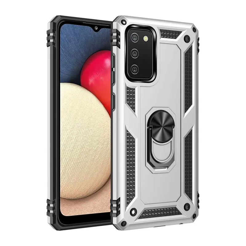 Samsung Galaxy A03S Kılıf Sofya Yüzüklü Silikon Kapak - Gümüş