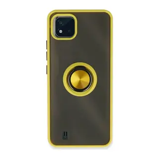 Realme C11 2021 Kılıf Montreal Yüzüklü Silikon Kapak - Sarı