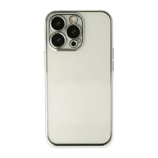 iPhone 13 Pro Kılıf Lensli Silikon - Gümüş