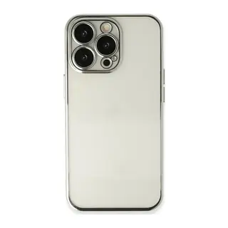 iPhone 13 Pro Max Kılıf Lensli Silikon - Gümüş