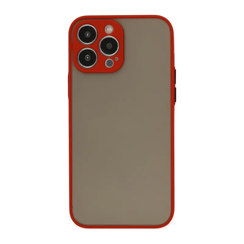 iPhone 13 Pro Max Kılıf Montreal Silikon Kapak - Kırmızı