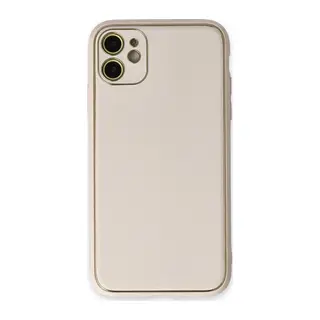 iPhone 12 Kılıf Coco Deri Silikon Kapak - Beyaz