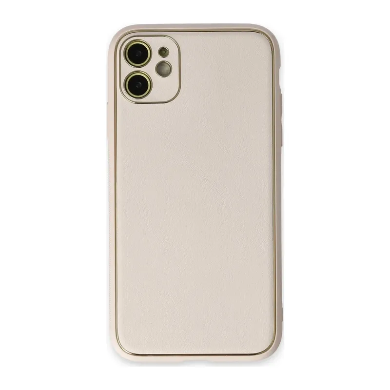 iPhone 12 Kılıf Coco Deri Silikon Kapak - Beyaz