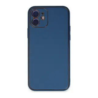 iPhone 12 Kılıf Coco Deri Silikon Kapak - Açık Mavi