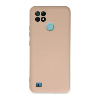 Realme C21 Kılıf Nano içi Kadife Silikon - Pudra