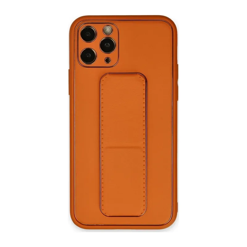 iPhone 11 Pro Kılıf Coco Deri Standlı Kapak - Turuncu
