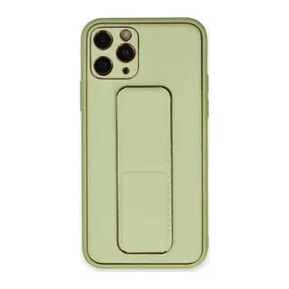iPhone 11 Pro Max Kılıf Coco Deri Standlı Kapak - Su Yeşili