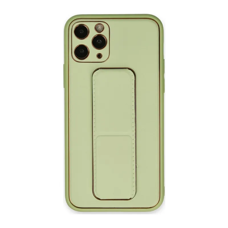 iPhone 11 Pro Max Kılıf Coco Deri Standlı Kapak - Su Yeşili