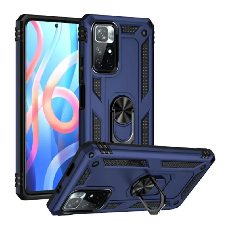 Redmi Note 11T Kılıf Sofya Yüzüklü Silikon Kapak - Lacivert