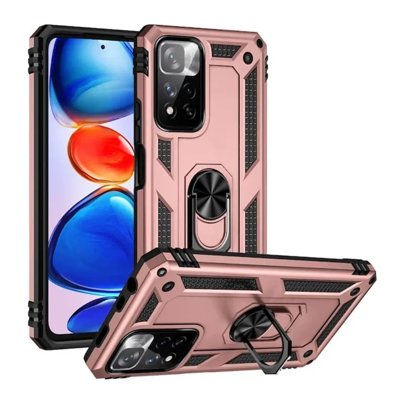 Redmi Note 11 Pro Plus 5G Kılıf Sofya Yüzüklü Silikon Kapak - Rose