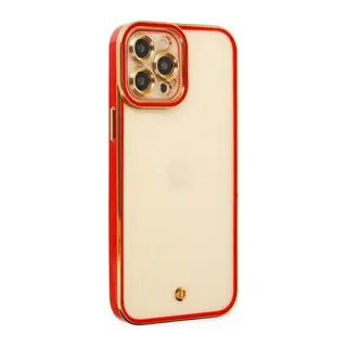 iPhone 12 Pro Max Kılıf Liva Lens Silikon - Kırmızı