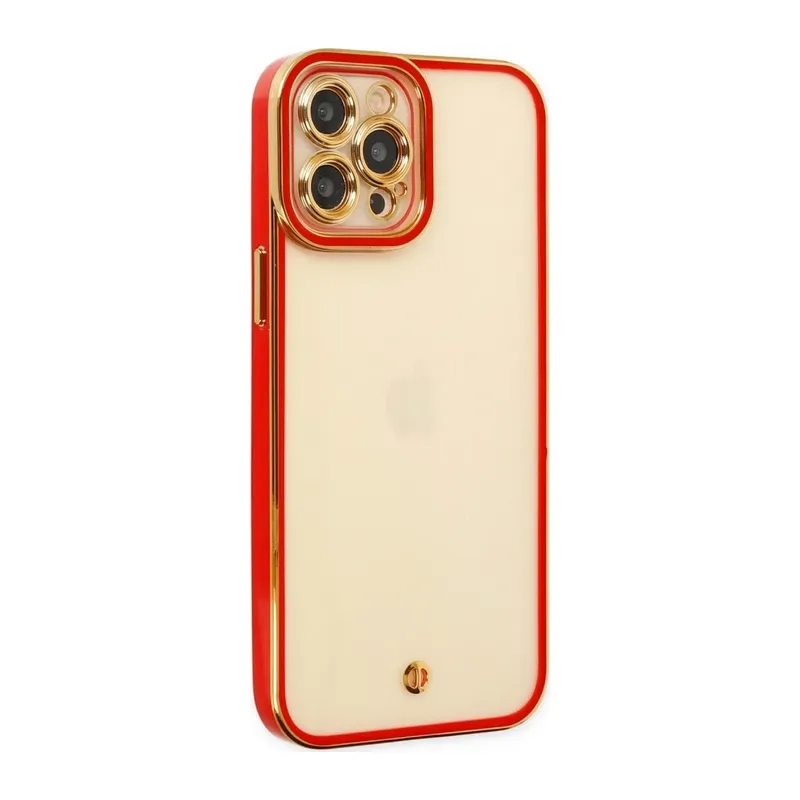 iPhone 12 Pro Max Kılıf Liva Lens Silikon - Kırmızı