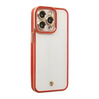 iPhone 13 Pro Max Kılıf Liva Lens Silikon - Kırmızı