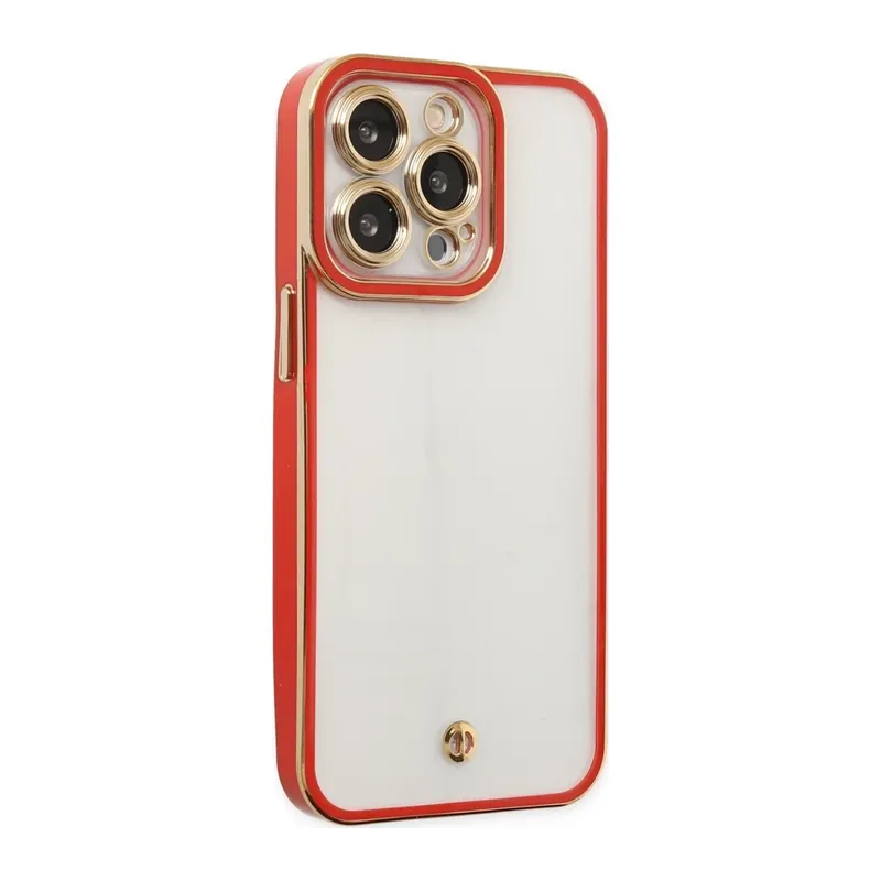 iPhone 13 Pro Max Kılıf Liva Lens Silikon - Kırmızı