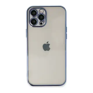iPhone 12 Pro Max Kılıf Lensli Silikon - Açık Mavi