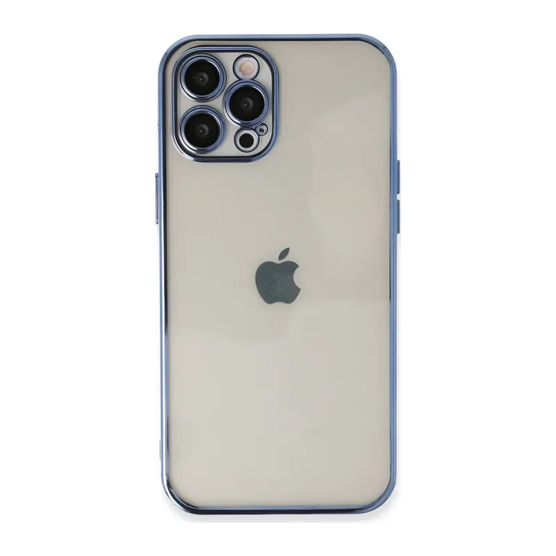iPhone 12 Pro Max Kılıf Lensli Silikon - Açık Mavi