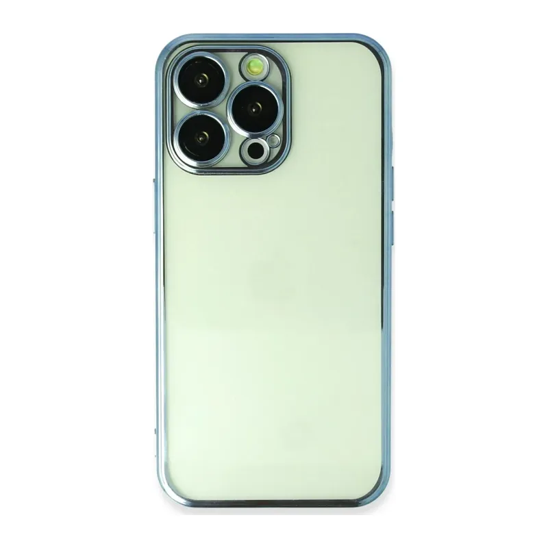 iPhone 13 Pro Kılıf Lensli Silikon - Açık Mavi
