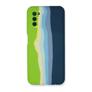 Samsung Galaxy A03S Kılıf Ebruli Lansman Silikon - Yeşil-Koyu Yeşil