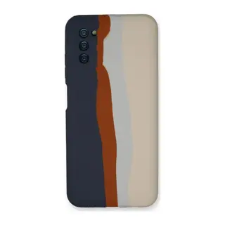 Samsung Galaxy A03S Kılıf Ebruli Lansman Silikon - Lacivert-Krem