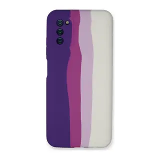 Samsung Galaxy A03S Kılıf Ebruli Lansman Silikon - Mor-Beyaz