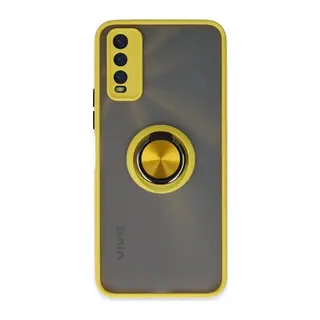 Vivo Y11S Kılıf Montreal Yüzüklü Silikon Kapak - Sarı