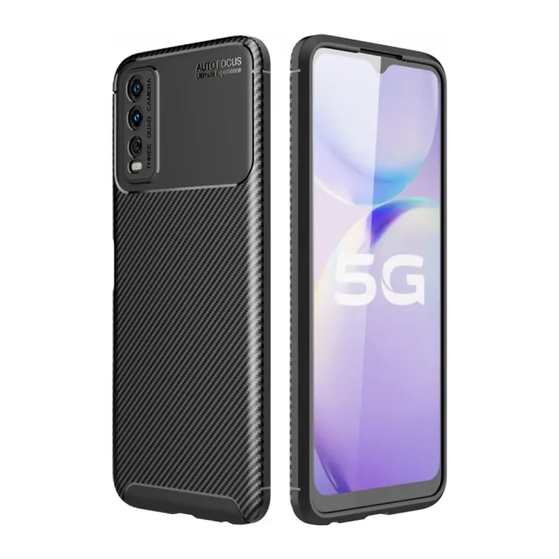 Vivo Y11S Kılıf Auto Focus Karbon Kapak - Siyah