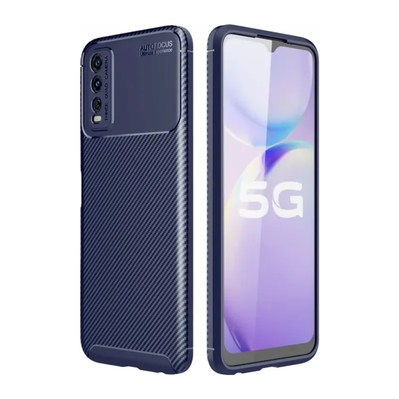 Vivo Y11S Kılıf Auto Focus Karbon Kapak - Lacivert