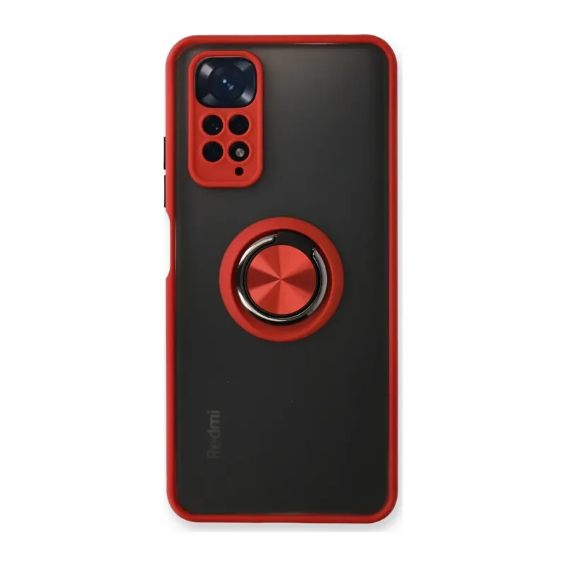 Redmi Note 11 Kılıf Montreal Yüzüklü Silikon Kapak - Kırmızı