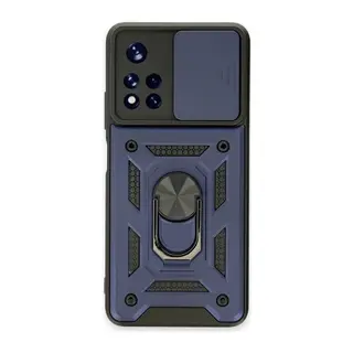 Poco M4 Pro 5G Kılıf Pars Lens Yüzüklü Silikon - Lacivert