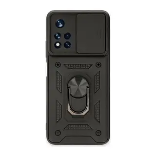 Poco M4 Pro 5G Kılıf Pars Lens Yüzüklü Silikon - Siyah