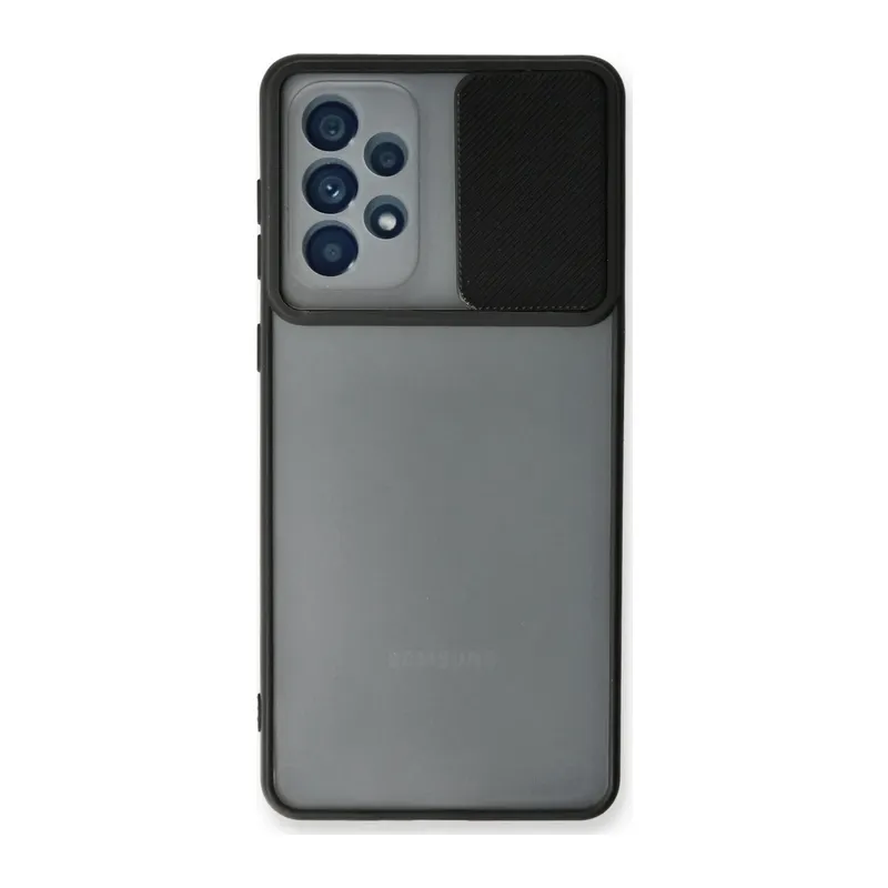Samsung Galaxy A73 5G Kılıf Palm Buzlu Kamera Sürgülü Silikon - Siyah