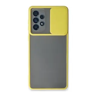 Samsung Galaxy A73 5G Kılıf Palm Buzlu Kamera Sürgülü Silikon - Sarı
