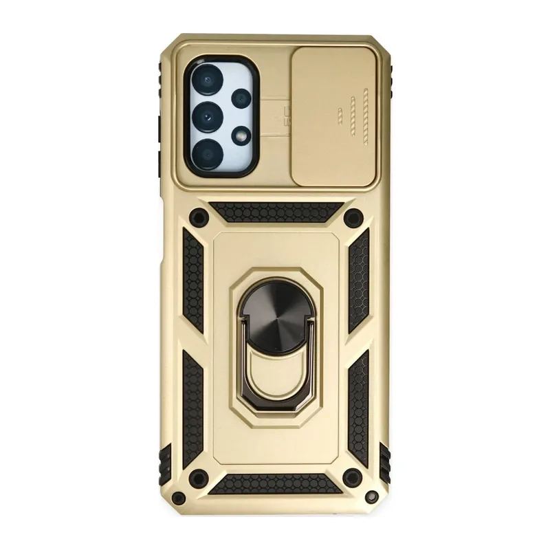 Samsung Galaxy A33 5G Kılıf Pars Lens Yüzüklü Silikon - Gold