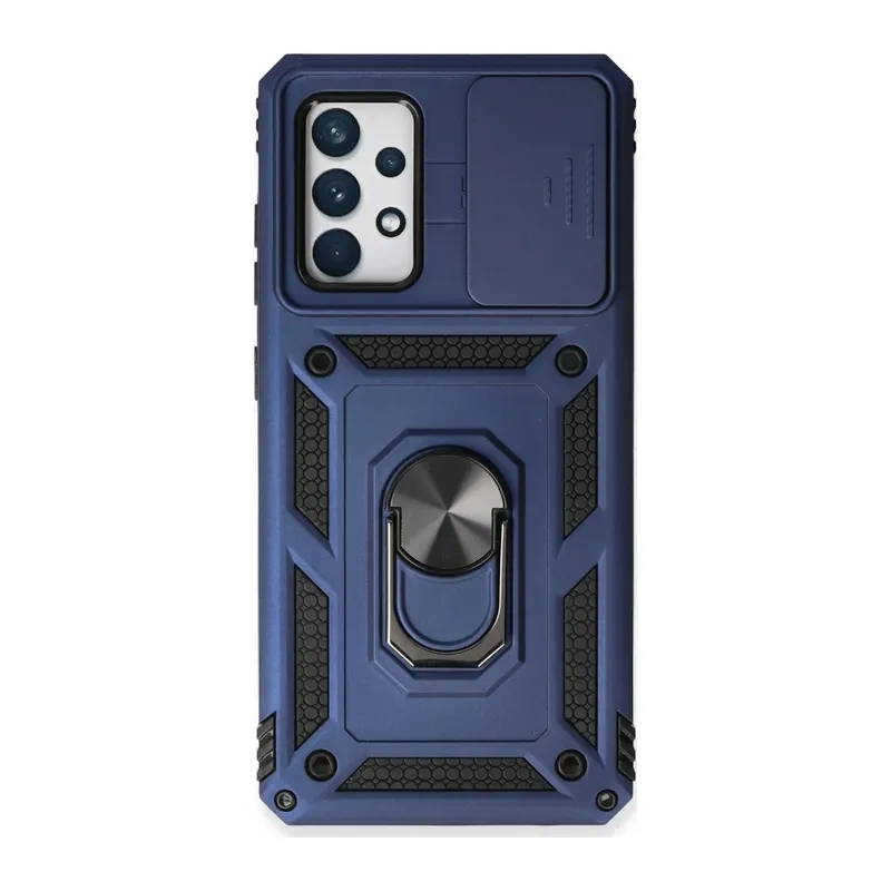Samsung Galaxy A53 5G Kılıf Pars Lens Yüzüklü Silikon - Lacivert