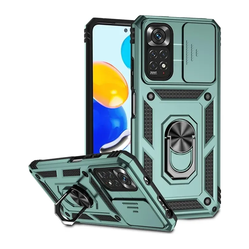 Redmi Note 11 Pro Kılıf Pars Lens Yüzüklü Silikon - Yeşil