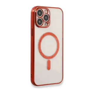 iPhone 13 Pro Max Kılıf Magneticsafe Lazer Silikon - Kırmızı