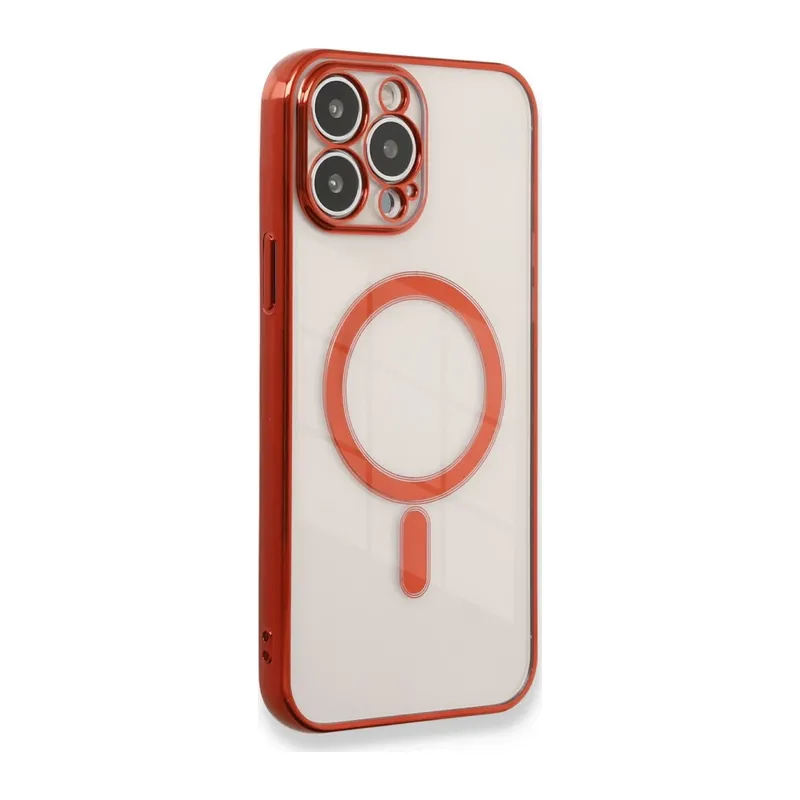 iPhone 13 Pro Max Kılıf Magneticsafe Lazer Silikon - Kırmızı