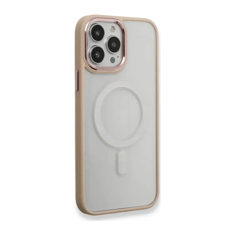 iPhone 13 Pro Kılıf Room Magneticsafe Silikon - Pudra