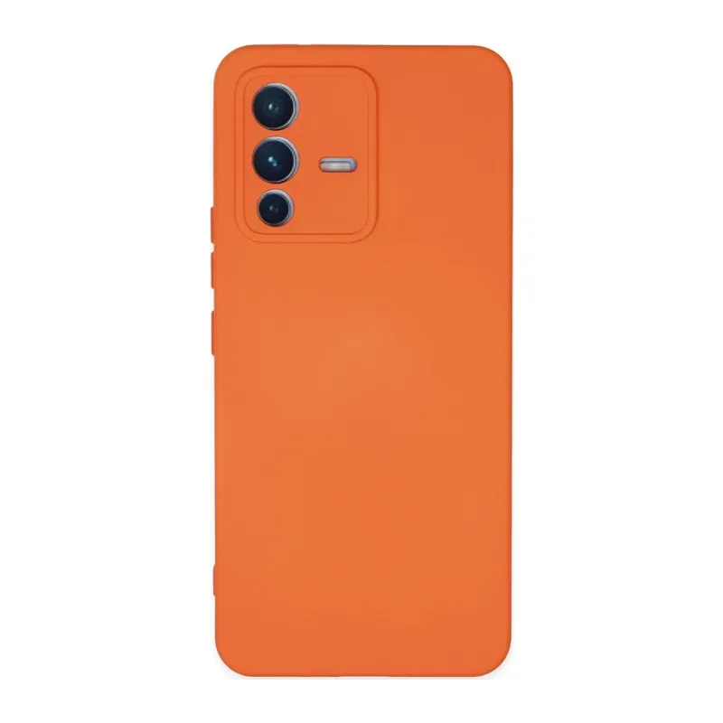 Vivo V23 5G Kılıf Nano içi Kadife Silikon - Turuncu