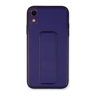 iPhone XR Kılıf Coco Deri Standlı Kapak - Mor