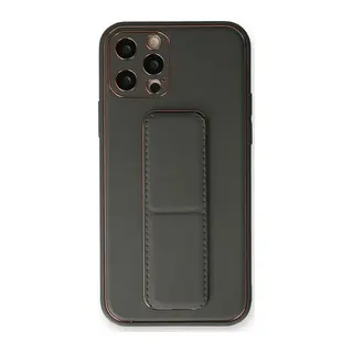 iPhone 12 Pro Kılıf Coco Deri Standlı Kapak - Füme