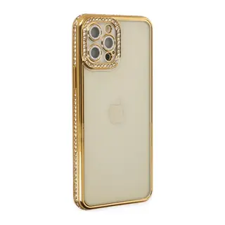 iPhone 12 Pro Kılıf Joke Taşlı Silikon - Gold