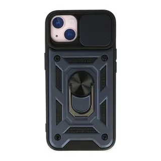 iPhone 14 Kılıf Pars Lens Yüzüklü Silikon - Lacivert