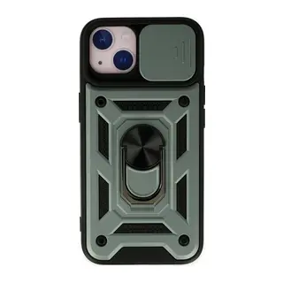 iPhone 14 Kılıf Pars Lens Yüzüklü Silikon - Yeşil