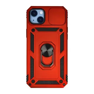 iPhone 14 Plus Kılıf Pars Lens Yüzüklü Silikon - Kırmızı