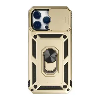iPhone 14 Pro Max Kılıf Pars Lens Yüzüklü Silikon - Gold
