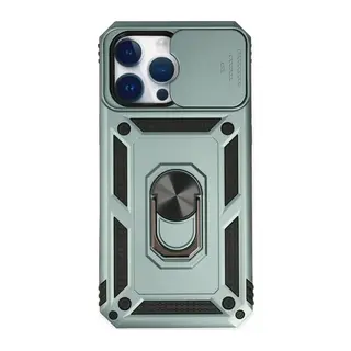 iPhone 14 Pro Max Kılıf Pars Lens Yüzüklü Silikon - Yeşil