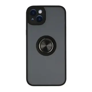 iPhone 14 Kılıf Montreal Yüzüklü Silikon Kapak - Siyah