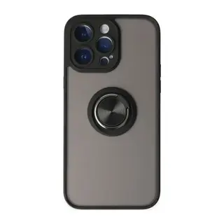 iPhone 14 Pro Kılıf Montreal Yüzüklü Silikon Kapak - Siyah