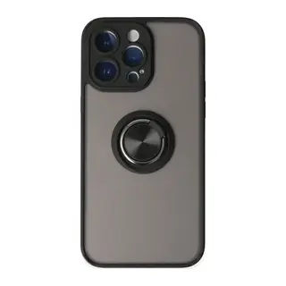 iPhone 14 Pro Max Kılıf Montreal Yüzüklü Silikon Kapak - Siyah